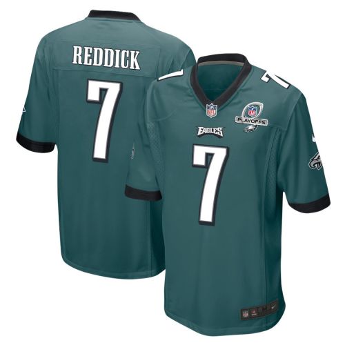 Haason Reddick 7 Philadelphia Eagles 2023 Playoffs Patch Game Men Jersey - Midnight Green