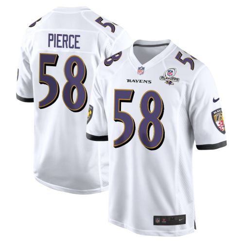 Michael Pierce 58 Baltimore Ravens 2023 Playoffs Patch Game Men Jersey - White