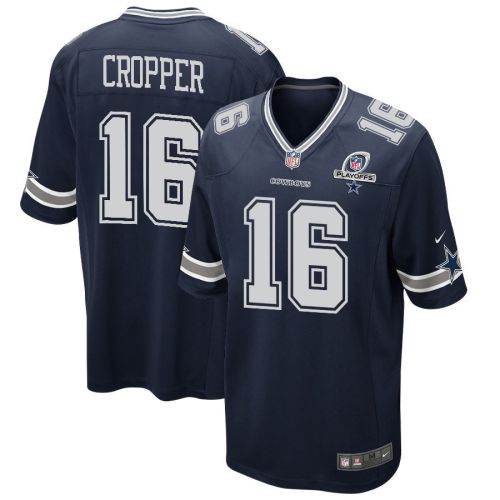 Jalen Cropper 16 Dallas Cowboys 2023 Playoffs Patch Game Men Jersey - Navy