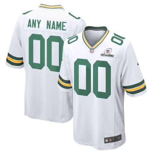 Green Bay Packers 2024 Divisional Patch Game Men Custom Jersey - White