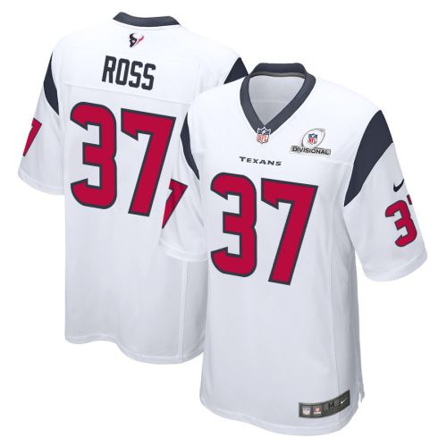 D'Angelo Ross 37 Houston Texans 2024 Divisional Patch Game Men Jersey - White