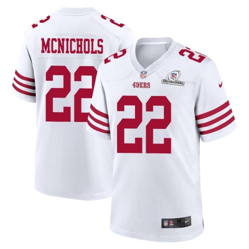 Jeremy McNichols 22 San Francisco 49ers 2024 Divisional Patch Game Men Jersey - White