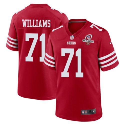 Trent Williams 71 San Francisco 49ers 2023 Playoffs Patch Game Men Jersey - Scarlet