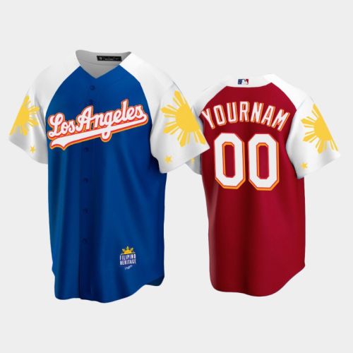 Los Angeles Dodgers Custom 00 2022-23 Royal Red Filipino Heritage Night Jersey