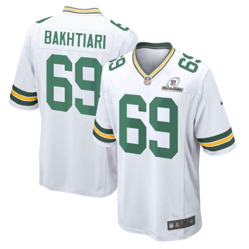 David Bakhtiari 69 Green Bay Packers 2024 Divisional Patch Game Men Jersey - White