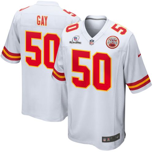 Willie Gay 50 Kansas City Chiefs 2023 Playoffs Patch Game Men Jersey - White