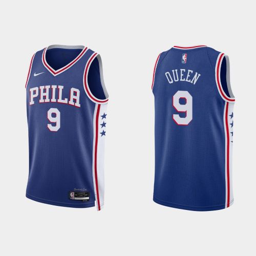 Philadelphia 76ers 9 Trevelin Queen 2022-23 Icon Edition Royal Men Jersey