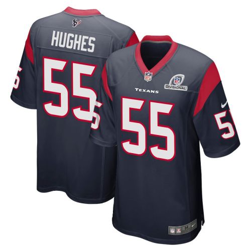 Jerry Hughes 55 Houston Texans 2024 Divisional Patch Game Men Jersey - Navy