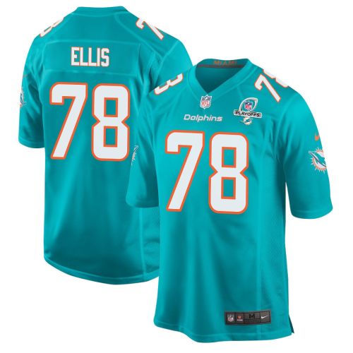 Justin Ellis 78 Miami Dolphins 2023 Playoffs Patch Game Men Jersey - Aqua