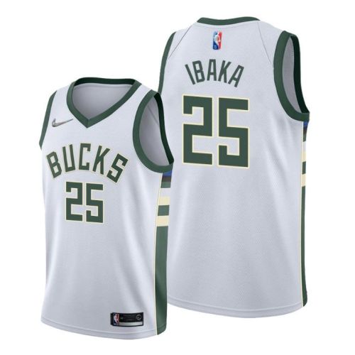 Serge Ibaka 25 Milwaukee Bucks 2022 Association Edition White Jersey Diamond Badge - Men Jersey