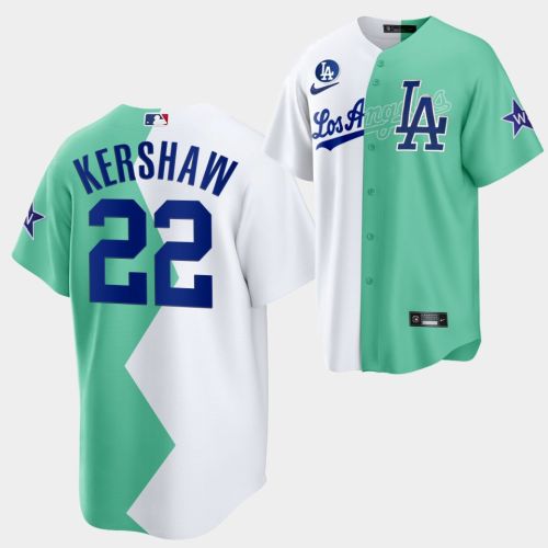 Los Angeles Dodgers Clayton Kershaw 2022-23 All-Star Celebrity Softball Game 22 White Green Jersey