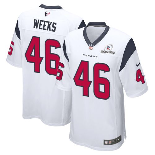 Jon Weeks 46 Houston Texans 2024 Divisional Patch Game Men Jersey - White