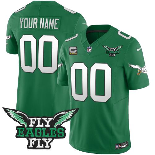 Philadelphia Eagles Fly Eagles Fly Patch Alternate Game Men Custom Jersey - Kelly Green