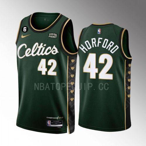 Al Horford 42 Boston Celtics 2022-23 City Edition Green Men Jersey Honor Bill Russell 11 Gold Diamonds