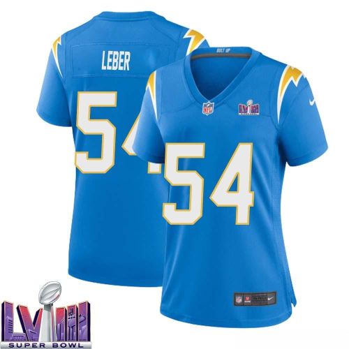 Ben Leber 54 Los Angeles Chargers Super Bowl LVIII Women Home Game Jersey - Powder Blue