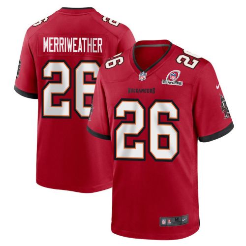 Kaevon Merriweather 26 Tampa Bay Buccaneers 2023 Playoffs Patch Game Men Jersey - Red