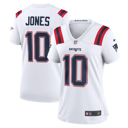 Mac Jones 10 New England Patriots Women Jersey - White