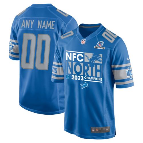 Detroit Lions 2023 NFC North Champions Game Men Custom Jersey - Blue