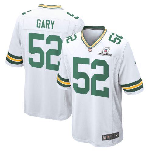 Rashan Gary 52 Green Bay Packers 2024 Divisional Patch Game Men Jersey - White