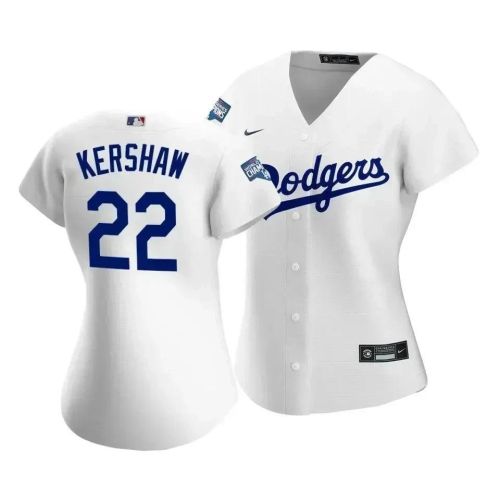 Dodgers Clayton Kershaw 22 2020 World Series Champions White Home Women's Jersey