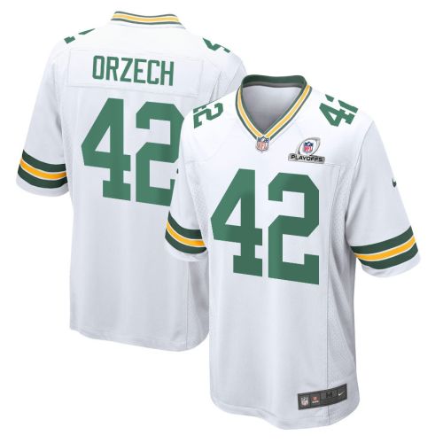 Matt Orzech 42 Green Bay Packers 2023 Playoffs Patch Game Men Jersey - White