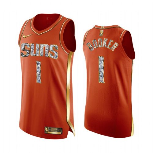 Devin Booker 1 Orange Phoenix Suns 2022 NBA Playoffs Jersey Diamond Edition