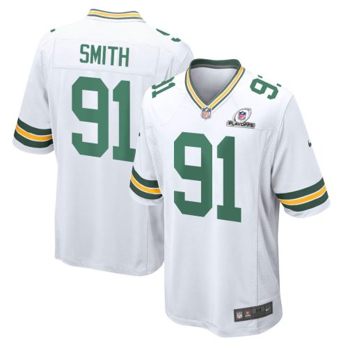 Preston Smith 91 Green Bay Packers 2023 Playoffs Patch Game Men Jersey - White