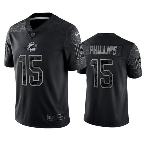 Jaelan Phillips 15 Miami Dolphins Black Reflective Limited Jersey - Men