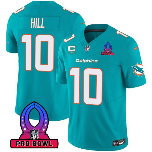 Tyreek Hill 10 Miami Dolphins 2024 Pro Bowl Patch Game Men Jersey - Aqua