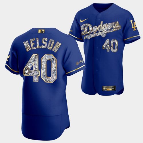 Los Angeles Dodgers Jimmy Nelson Royal Jersey 40 Golden Diamond 2022-23-23 Uniform