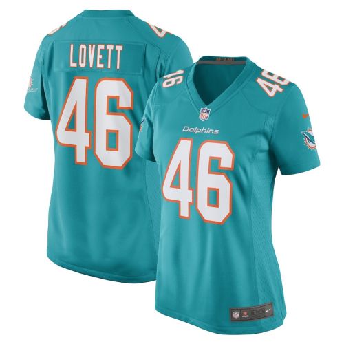 John Lovett 46 Miami Dolphins Women Game Jersey - Aqua