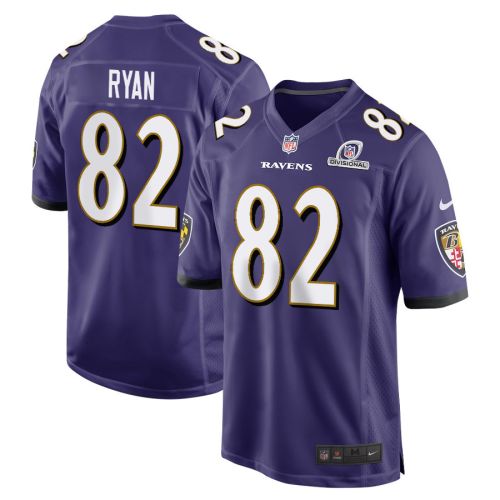 Sean Ryan 82 Baltimore Ravens 2024 Divisional Patch Game Men Jersey - Purple