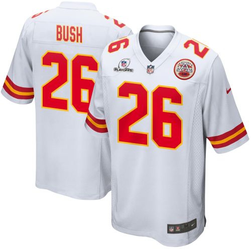 Deon Bush 26 Kansas City Chiefs 2023 Playoffs Patch Game Men Jersey - White