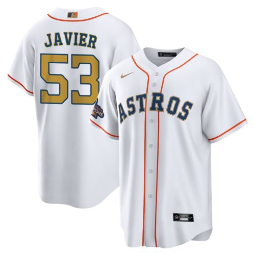 Cristian Javier 53 Houston Astros 2023 Gold Collection Men Jersey - White/Gold