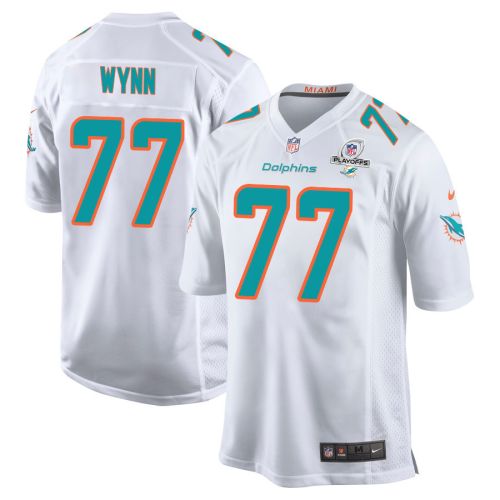 Isaiah Wynn 77 Miami Dolphins 2023 Playoffs Patch Game Men Jersey - White