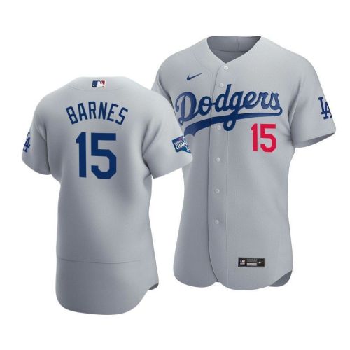 Men's Los Angeles Dodgers Austin Barnes 15 2020 World Series Champions Alternate Jersey Gray