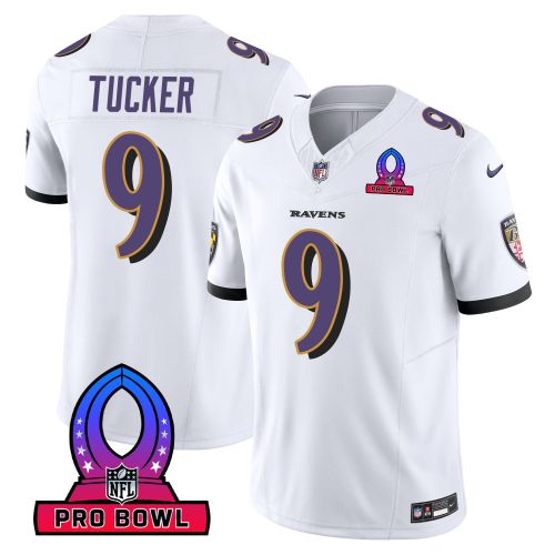 Justin Tucker 9 Baltimore Ravens 2024 Pro Bowl Patch Game Men Jersey - White