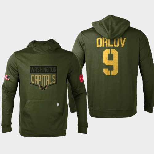 Washington Capitals 9 Dmitry Orlov Military 2022 Salute to Service Pullover Hoodie