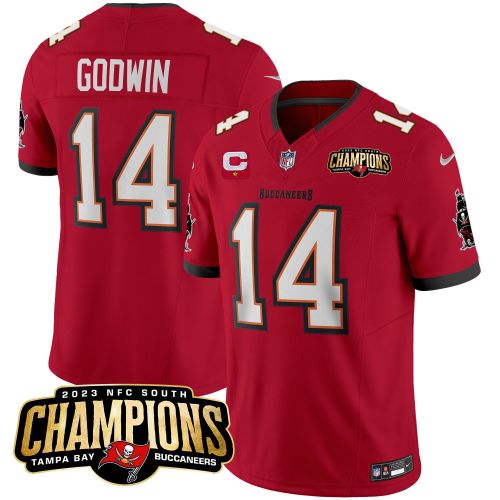 Chris Godwin 14 Tampa Bay Buccaneers 2023 NFC South Champions Patch Game Men Jersey - Red