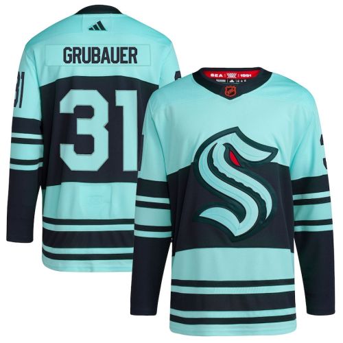 Philipp Grubauer 31 Seattle Kraken Reverse Retro 2.0 Men Jersey - Teal