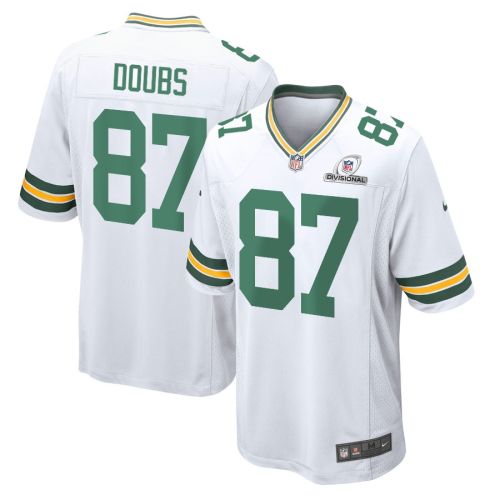 Romeo Doubs 87 Green Bay Packers 2024 Divisional Patch Game Men Jersey - White