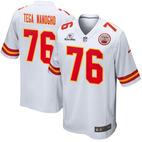 Prince Tega Wanogho 76 Kansas City Chiefs 2023 Playoffs Patch Game Men Jersey - White