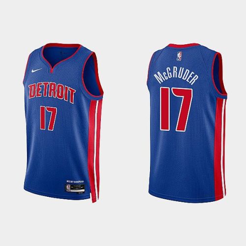 Detroit Pistons 17 Rodney McGruder 2022-23 Icon Edition Royal Men Jersey