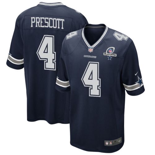 Dak Prescott 4 Dallas Cowboys 2023 Playoffs Patch Game Men Jersey - Navy