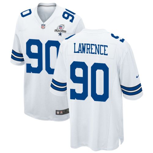 DeMarcus Lawrence 90 Dallas Cowboys 2023 Playoffs Patch Game Men Jersey - White