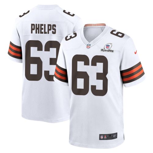 Lonnie Phelps 63 Cleveland Browns 2023 Playoffs Patch Game Men Jersey - White