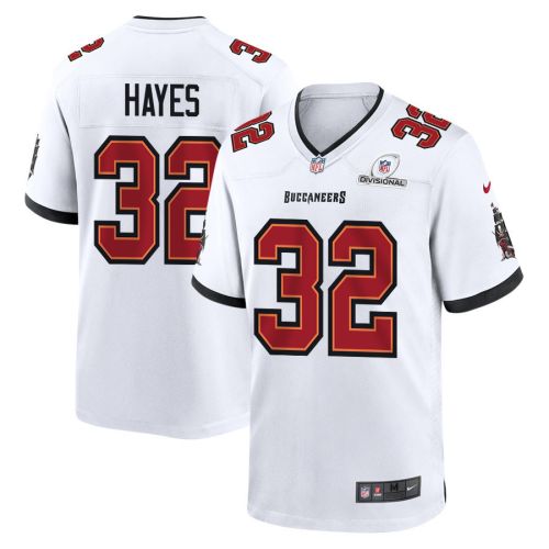 Josh Hayes 32 Tampa Bay Buccaneers 2024 Divisional Patch Game Men Jersey - White