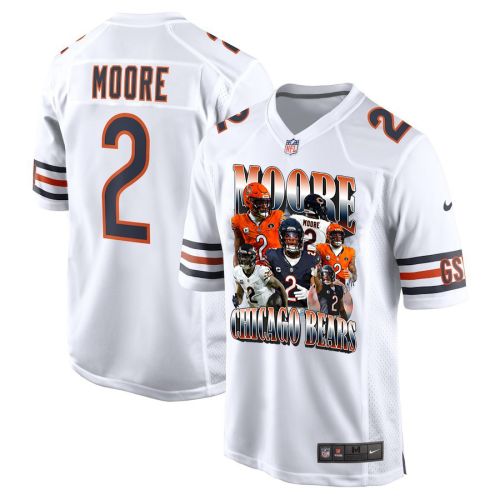 D.J. Moore 2 Signed Chicago Bears Moore Than A Feeling Road Game Men Jersey - White