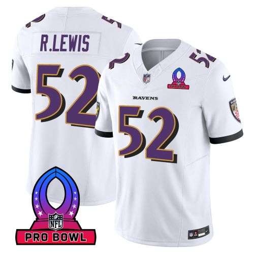 Ray Lewis 52 Baltimore Ravens 2024 Pro Bowl Patch Game Men Jersey - White