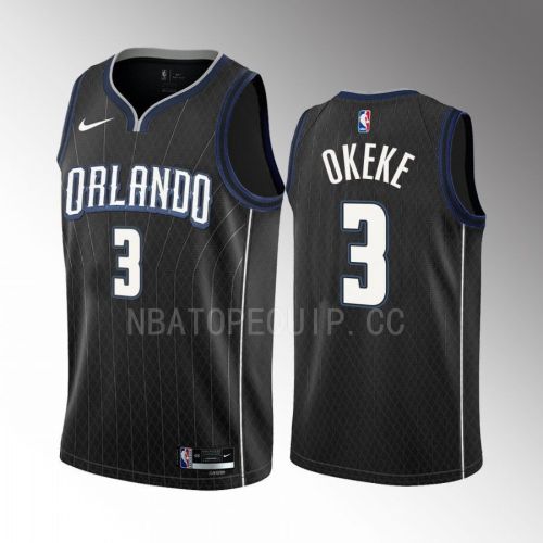 Chuma Okeke 3 2022-23 Orlando Magic Black City Edition Men Jersey Swingman